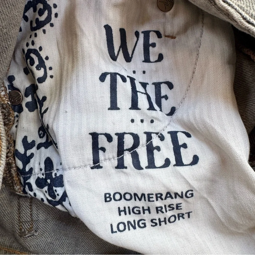 NWT Free People Boomerang Long Jean Shorts Gray 27